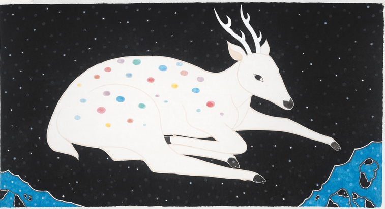 刘琦LIU Qi 《九色鹿 》The Nine-color Deer 97×180cm 纸本设色Ink and Color on Paper 2016